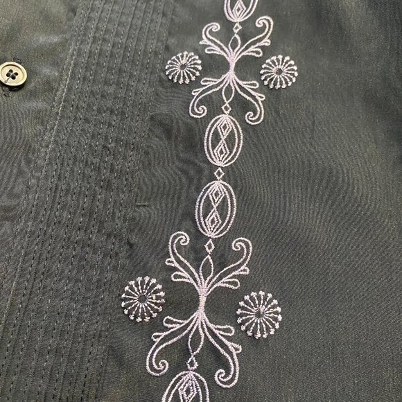 City Impact Men's Medium Embroidered Design Blue Button Down Shirt Short Sleeve - Picture 4 of 6